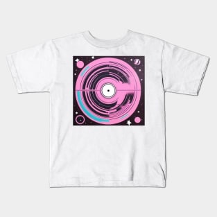 Galaxy Pink Vinyl Record Retro Graphic Kids T-Shirt